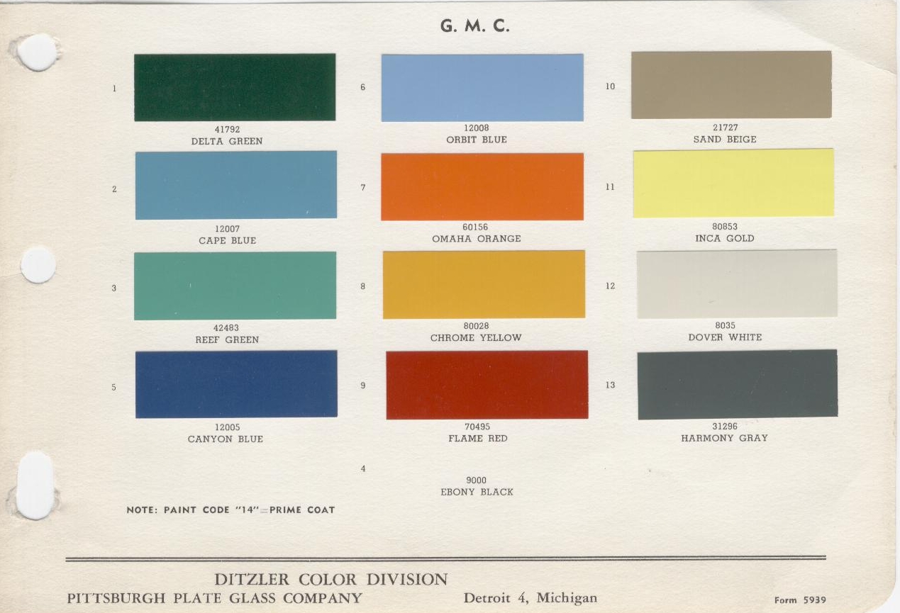 Gmc Color Chart