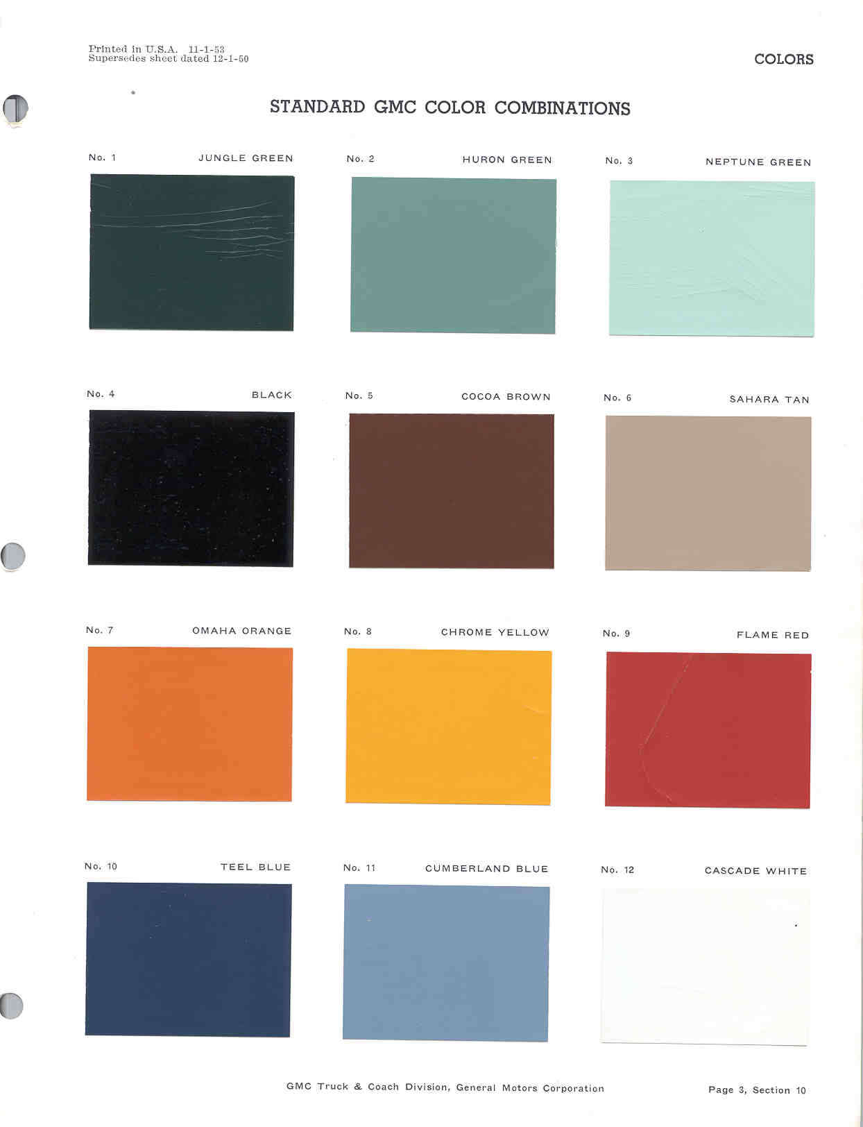1955 Chevy Truck Color Chart