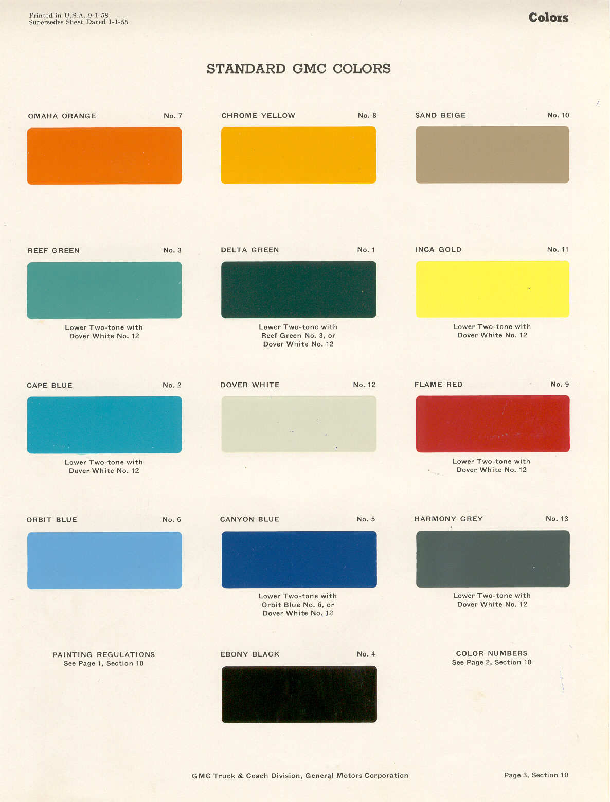 1955 Chevy Truck Color Chart