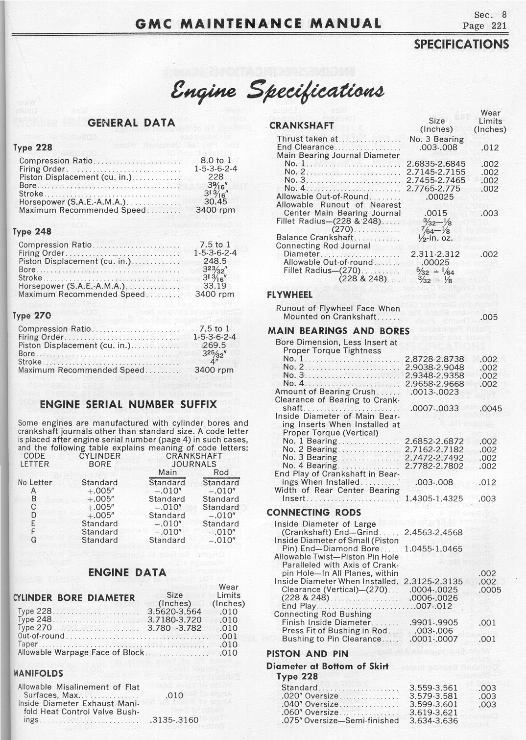 OldGMCtrucks 228 248 270 302 GMC Engine Tune Up Information And 